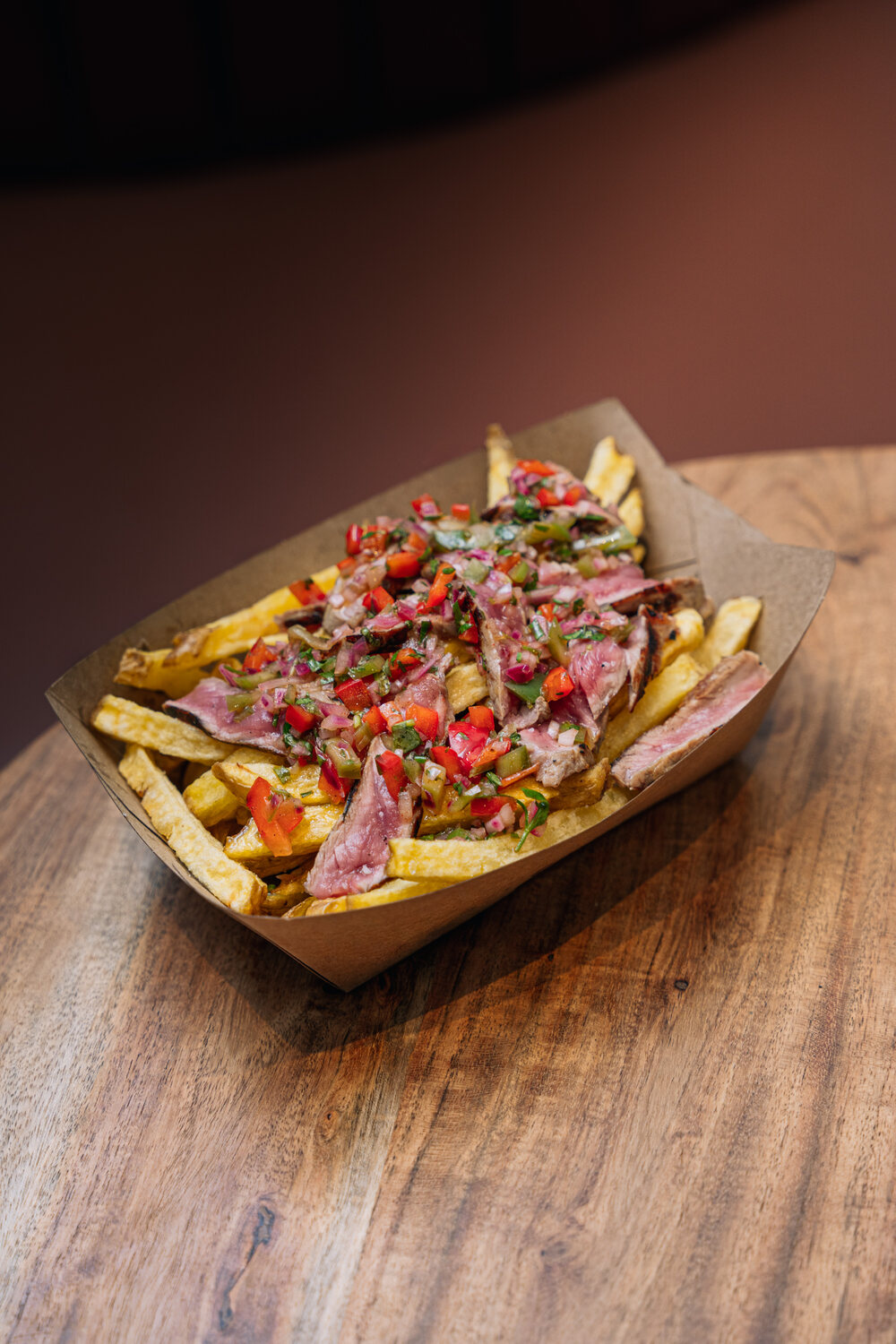 Batata com bife da vazia e chimichurri